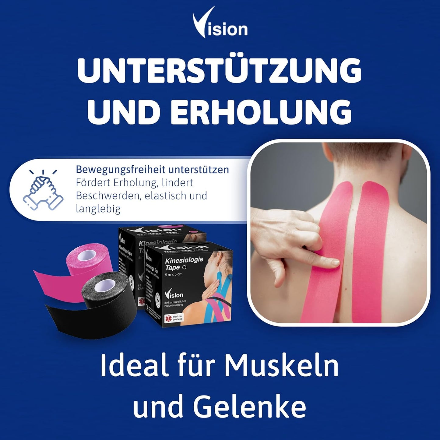 Vision Kinesiologie Tape für optimale Unterstützung der Muskulatur – elastisch, schmerzlindernd und langlebig